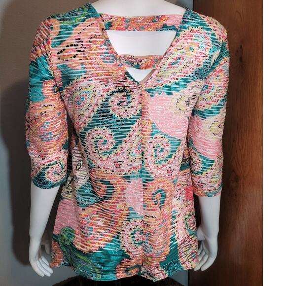 New Directions Pastel Floral Paisley Blouse Women's Petite Small Flowy Fairycore - Picture 5 of 9